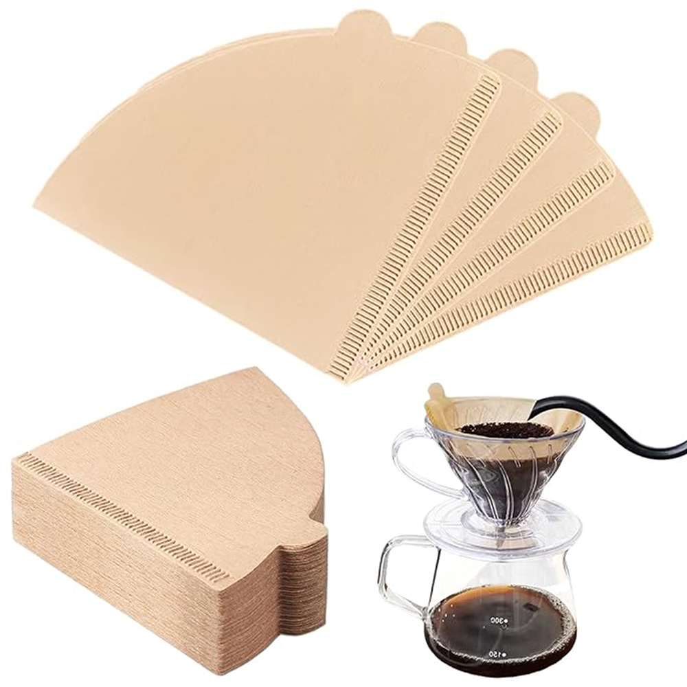 Coffee Equipment Cleaner - 100 Stück Kaffeefilter papier V-förmiger Holz
