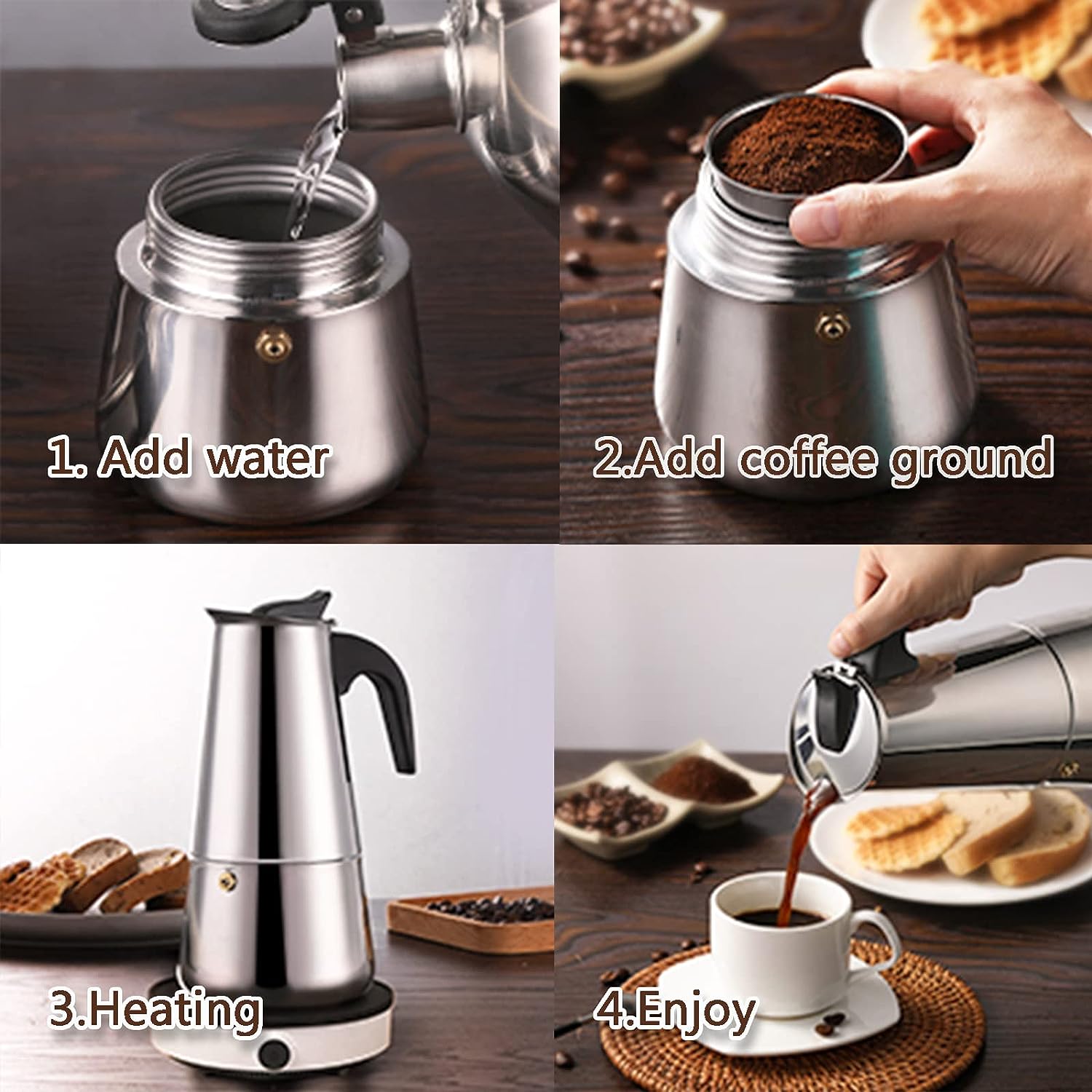 4/6/9 Tassen Moka Pot Caffe Ma – Coffee Equipment Machine Bewertung und Preis